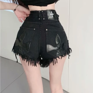 Quần Short Jean Đen Lưng Cao Dáng Chữ a Thời Trang Mùa Hè Cho Nữ