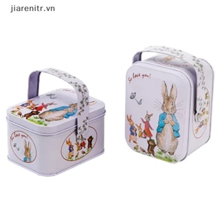 Ji vintage tinplate little white rabbit vali hộp kẹo hộp quà lưu trữ có thể vn