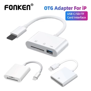 Đầu đọc thẻ SD Fonken 3 trong 1 thích hợp cho iPhone iPad USB C sang Micro SD TF ảnh camera USB