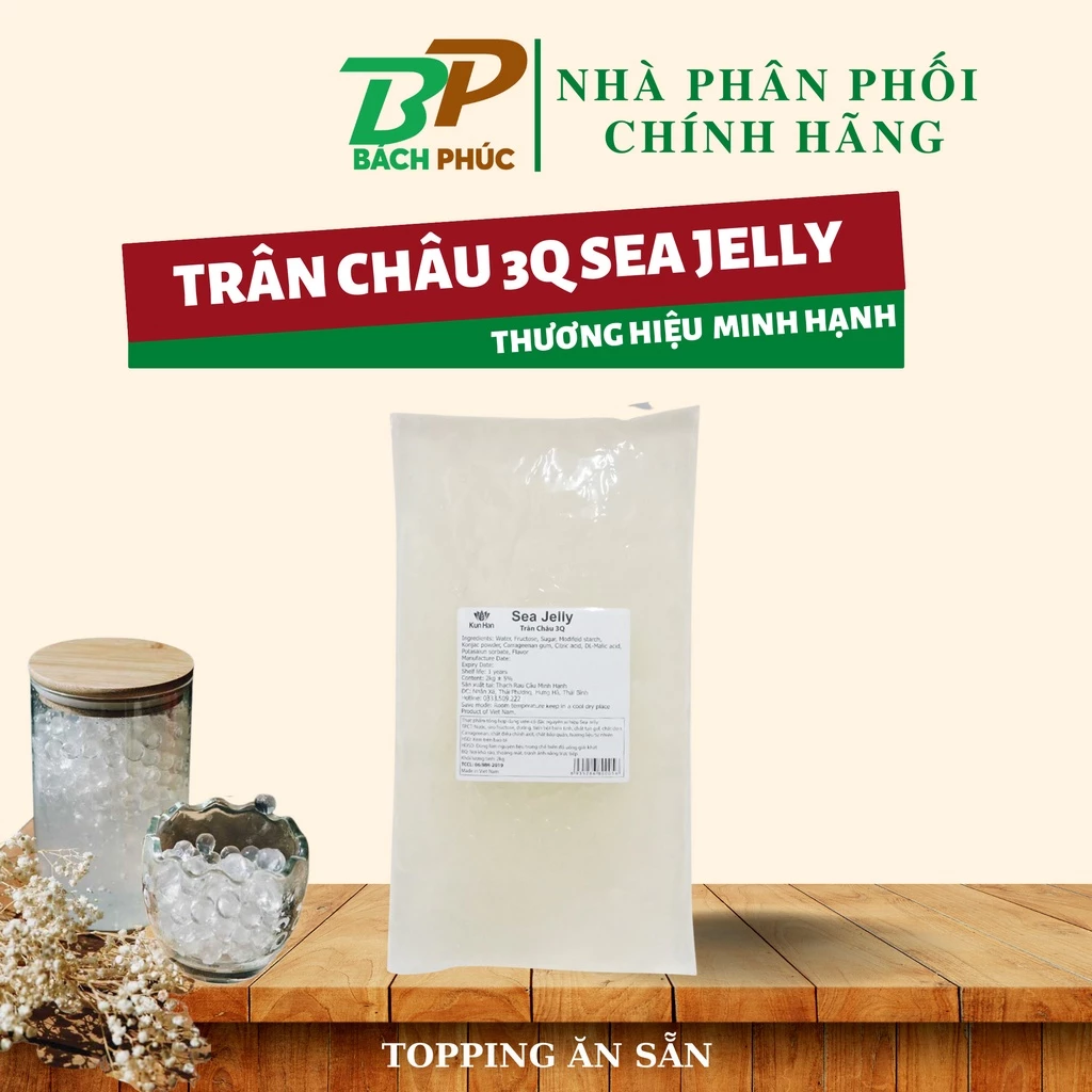 Thạch Ngọc Trai (Trân Châu) Trắng 3Q Sea Jelly Gói 2kg - Nguyên Liệu Pha Chế Trà Sữa Topping trà sữa