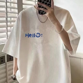 Áo Thun Tay Ngắn Cổ Tròn In Chữ Hell Waffle Phong Cách Mỹ Thời Trang Mùa Hè Cho Nam Và Nữ Size M-5XL