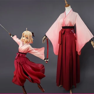 Bộ Đồ Hóa Trang Nhân Vật Saber Okita Souji Kendo Mặc Kimono Truyền Thống Nhật Bản