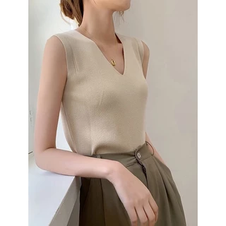 Áo Thun Tanktop Cổ Chữ V Không Tay Thời Trang Dành Cho Nữ