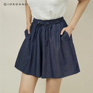 Quần short GIORDANO 18403905 denim cotton lưng thun thời trang dành cho nữ