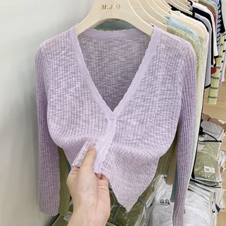 Áo Khoác Cardigan Dệt Kim Mỏng Chống Nắng Thời Trang Mùa Hè Cho Nữ