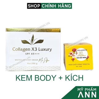 Combo Kem Body Collagen X3 Luxury + Kích Trắng Colagen X3 chính hãng Mỹ Phẩm Đông Anh