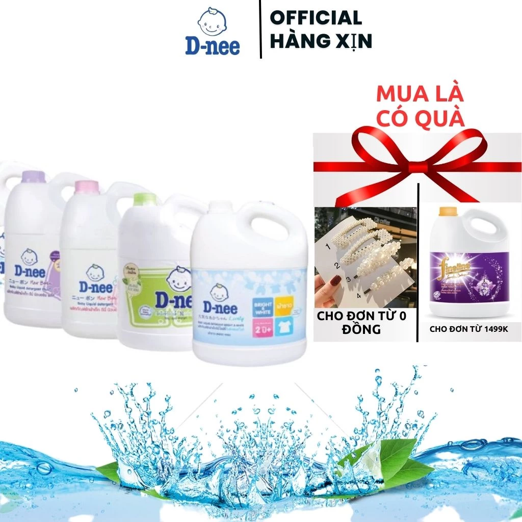 Nước giặt quần áo em bé Dnee 3000ml- Nước Giặt Xả Cho Trẻ Em an toàn 1400ml, Chính hãng Công ty Đại Thịnh ..