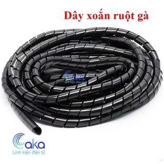 (Nguyên cuộn) Dây xoắn ruột gà, dây bọc điện phi 4/6/8/10/12/14/16/18/20mm 1 gói màu đen