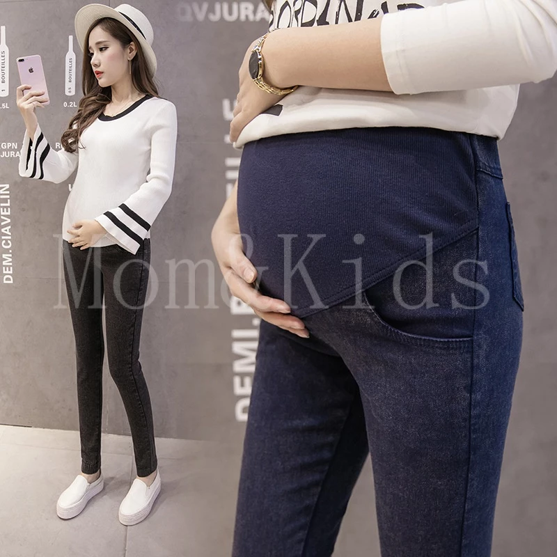 Mom&Kids Ready Stock Quần Jean Dài Lưng Cao Nâng Bụng Co Giãn Tốt Thời Trang Cho Mẹ Bầu