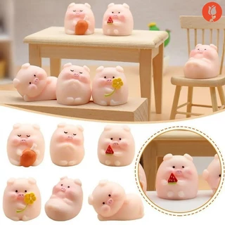 Đồ trang trí heo nhỏ màu hồng sáng tạo / bảng điều khiển trung tâm ô tô hoạt hình little pig resin doll decor