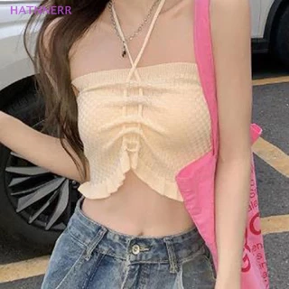 Áo Croptop Dệt Kim Hai Dây Dáng Ôm Phong Cách Đường Phố Gợi Cảm Dành Cho Bạn Nữ FHS