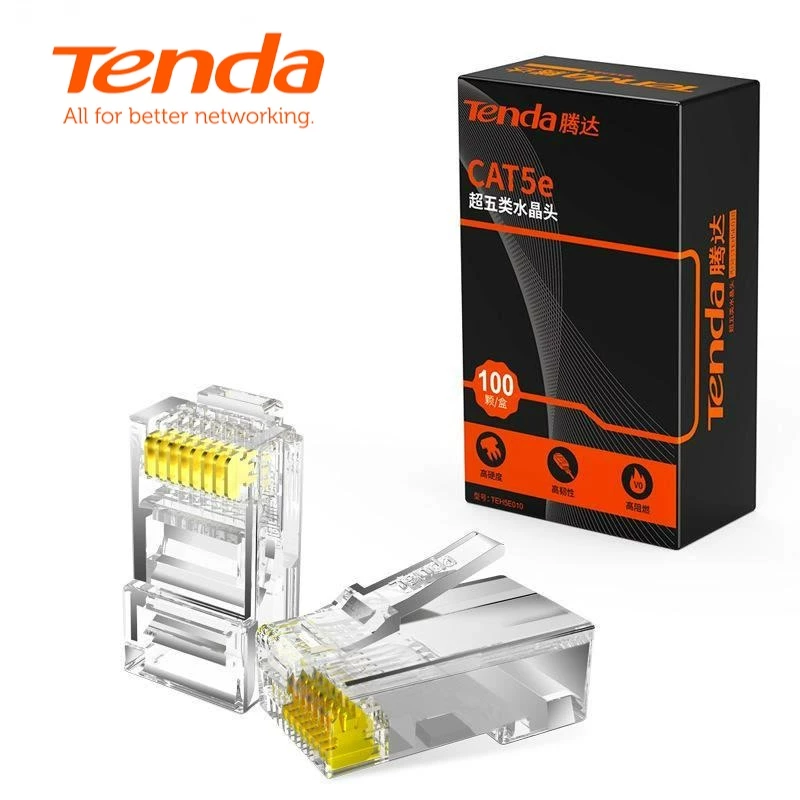 Đầu hạt bấm mạng RJ45 Tenda Cat5e TEH5E010 mạ vàng