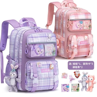 Schoolbag Cho Trẻ Em Bé Gái Ba Lô Thẩm Mỹ Dễ Thương 2024 Kẻ Sọc Mới Học Sinh Tiểu Học Hoạt Hình Lớp 1-6 Chống Thấm Nước Nhẹ Dung Tích Lớn