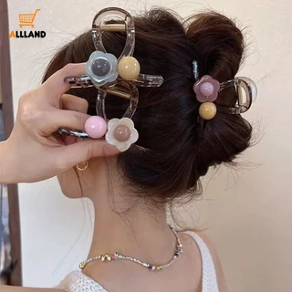 Kẹp tóc hoa acrylic màu thạch hàn quốc / kẹp tóc cá mập lớn tính khí / phụ kiện tóc barrette hoa ngọt ngào