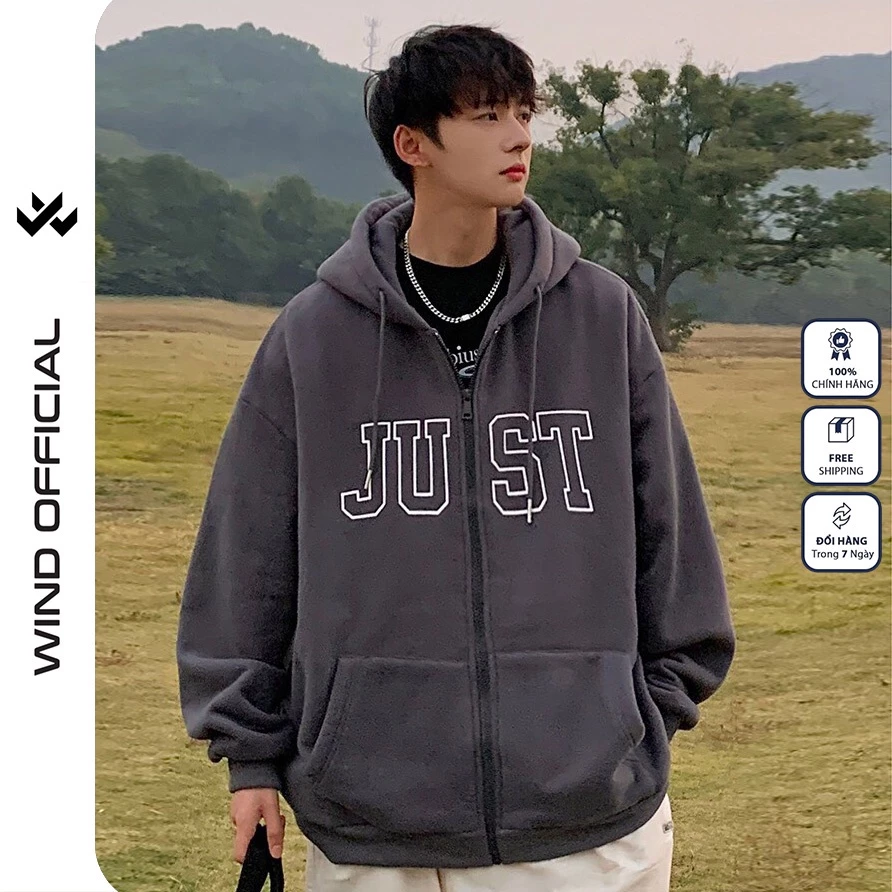 Áo khoác zip WIIS JUST ZIP form rộng Unisex Hoodie dây kéo nỉ bông thơi trang nam nữ oversize