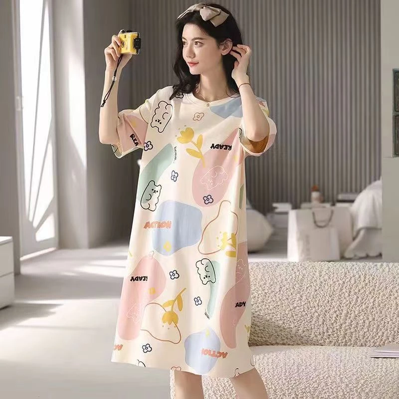 Váy Ngủ	Pyjama Đầm Ngủ Dáng Dài Cỡ Lớn Phong Cách Công Chúa Dễ Thương Thời Trang Mùa Hè Cho Nữ [lzf0626]