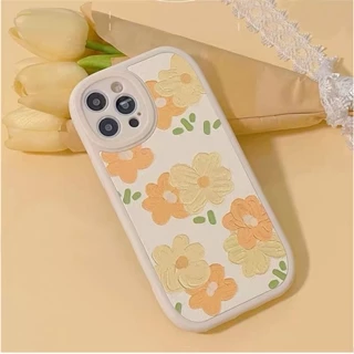 Ốp lưng iphone anti-drop có sẵn cho iphone11 12 13 14 pro max x xr xs max se soft iphone7 plus premium 8 plus full screen flower white phone case