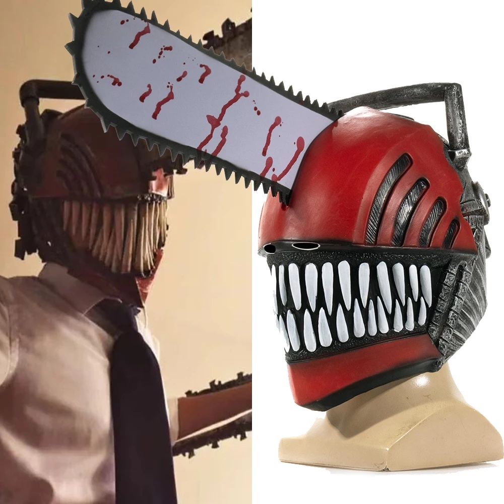 Mũ Bảo quỷ đầu cưa Hiểm Hóa Trang Nhân Vật Chainsaw Man Hoạt Hình Bằng Latex Anime Chainsaw Man Plush Mask Pochita Cosplay Accessories Birthday Gift Halloween Party Kids Adult Gift