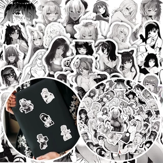 ❉ Áo Thun Trắng Đen Cổ Điển Bộ 02 Miếng Dán Trang Trí Hình Cô Gái Anime Vui Nhộn ❉ Bộ 50 Sticker Chống Thấm Nước Họa Tiết Doodle Hợp Thời Trang