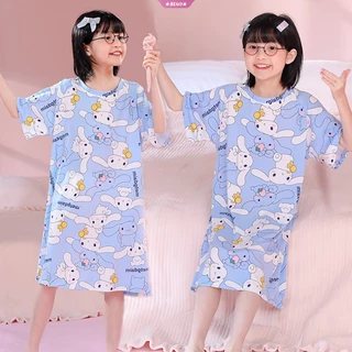 Đồ ngủ Tay Ngắn In Họa Tiết Hoạt Hình MyMelody Kuromi Cinnamoroll Dễ Thương Thời Trang Mùa Hè Cho Bé