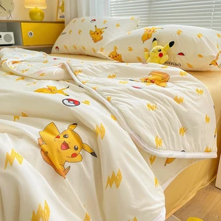 【Ten Beans】Chăn Pokémon Pikachu Mỏng Mùa Hè Chăn Trẻ Em Có Thể Giặt Thoáng Mát Mùa Hè Chăn Thoáng Mát Điều Hòa Không Khí Chăn Mỏng