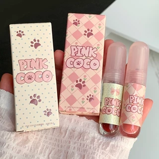 Pinkcoco son bóng dễ thương ống tròn nhỏ mờ chống thấm nước lâu dài tự nhiên son môi trọng lượng nhẹ