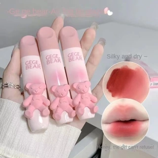 Gege bear lip gloss dễ thương pink bear matte moisturize water proof lasting không dễ phai màu son môi đầy màu sắc ngoạn mục