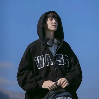 Áo khoác zip WIIS WASS form rộng Unisex Hoodie dây kéo nỉ bông thơi trang nam nữ oversize