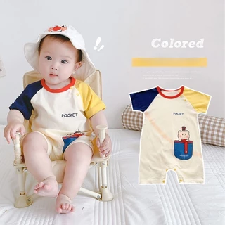 Bộ Áo Liền Quần Tay Ngắn Chất Liệu Cotton Thời Trang Mùa Hè 2023 Cho Bé Sơ Sinh