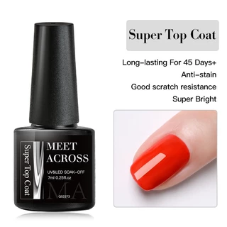 Meet ACROSS 7ml Super Top Coat Gel Polish Base Gel Matte Gel Nail Polish Ngâm Tắt UV LED Nail Art Function Gel