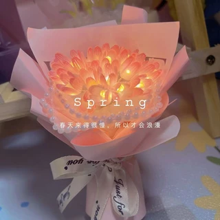 Bó Hoa Tulip Mini Có Đèn Ngủ Dùng Làm Quà Tặng Sinh Nhật / Ngày Của Mẹ DIY