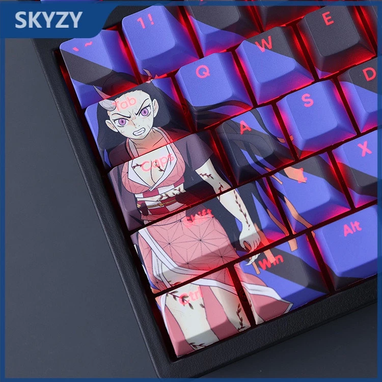 Kamado Nezuko Keycaps Cherry Profile Demon Slayer Anime PBT Dye Sub Bàn Phím Cơ Keycap