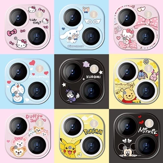 Dễ thương lotso mickey doraemon hello kitty bảo vệ ống kính máy ảnh tương thích cho iphone 12 pro max full cover kính cường lực bảo vệ