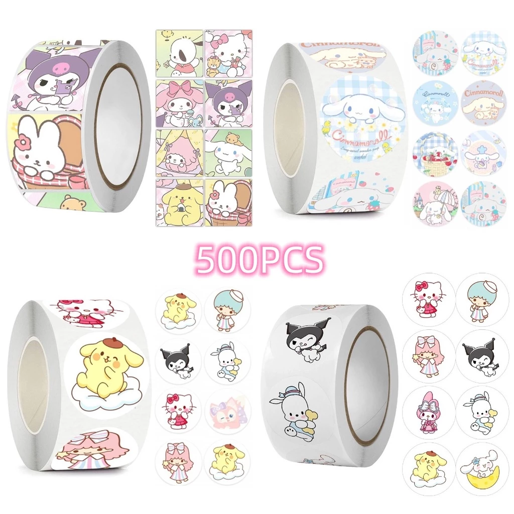 SANRIO Bộ 500 Miếng Dán Trang Trí Laptop Họa Tiết Hoạt Hình Dễ Thương DIY