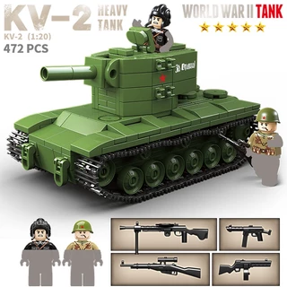 Mô hình đồ chơi giáo dục Lắp ráp Xe tăng quân sự military Tiger Style KV2 Tank Quan guan 100248