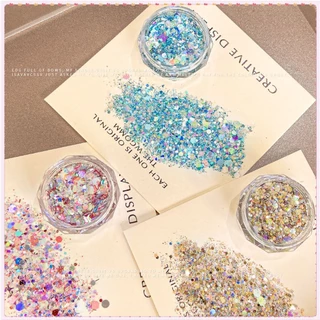 Baoshiman Nail Art Sequins Jewelry 1 Hộp Burst Laser Gradient Long lanh Bột hỗn hợp Trang trí móng Công cụ làm móng cho Cửa hàng làm móng 27 màu TOGO