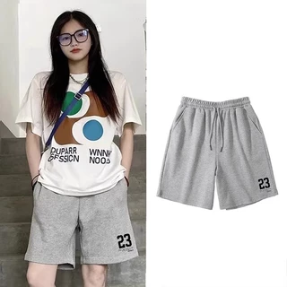 Quần short thể thao FASHMILY cotton dáng rộng in số 23 phong cách Hàn Quốc thời trang mùa hè cho học sinh