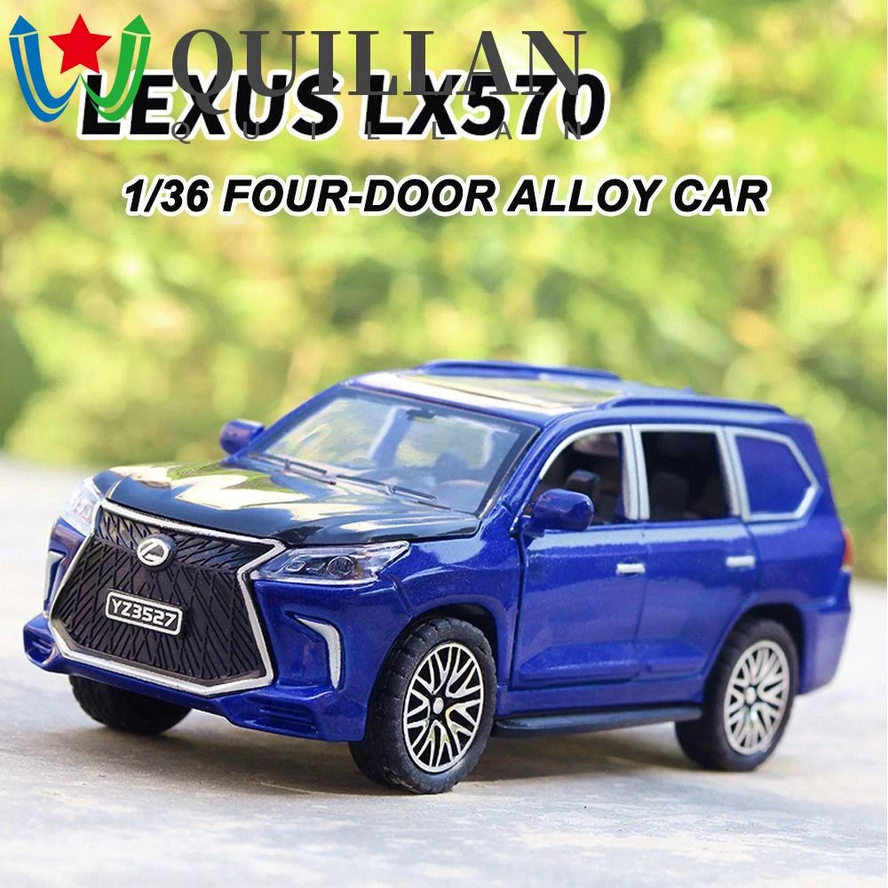 Quillan car figurines miniatures, tinh tế 4 cửa có thể mở mô phỏng xe off-road bằng hợp kim, trang trí máy tính để bàn 1/36 lexus lx570 xe mô hình nhỏ retro quà tặng giáng sinh