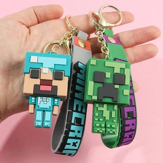 Mới Móc Khóa Nhựa PVC Minecraft Hình Nhân Vật Game Creeper Steve 3D Dễ Thương