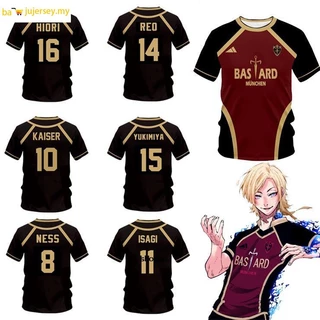 Jersey Futsal & Football Motif VL Replika Blue Lock Anime Bastard Munchen Áo thun ngắn tay nam quần áo thể thao