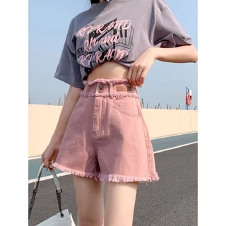 Quần Short Denim Màu Hồng Thời Trang Mùa Hè 2023 Mới Cho Nữ