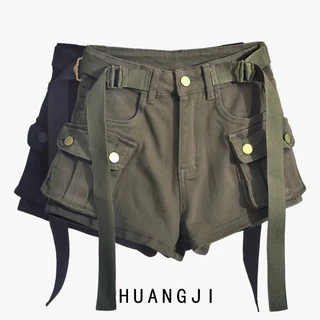 Cozok Quần Short cargo Lưng Cao Phong Cách Vintage Đơn Giản Tất Cả Trong Một