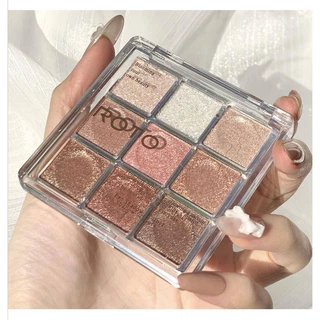 R roto bảng phấn mắt acrylic nine-color trong suốt pearlescent matte jiugongge earth color modified eyeshadow warm brown hot style