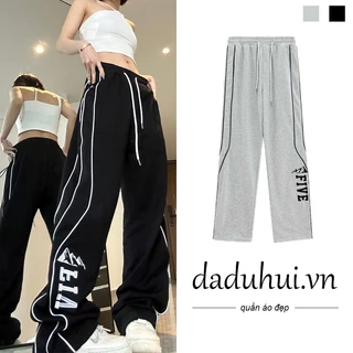 Daduhui New American Striped WOMEN'S Casual Pants High Waist Loose Sports Pants Jogging Pants Niche Trousers