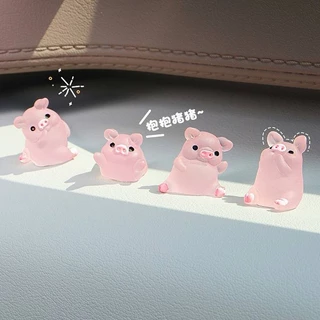 Luminous Pig Car Interior Decoration Car Center Console Decorative Cartoon Doll Personality Creative Car Interior Ornaments Glow Car Decoration