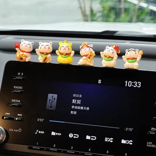 Car Screen Decoration Cute Mini Lucky Cat Auspicious Gold Ingot Car Center Console Creative Car Interior Ornaments PSfv