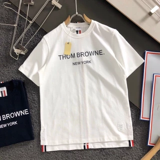 Tb thom browne. New york exclusive t-shirt back classic stripe unisex couple casual short sleeve oversized top