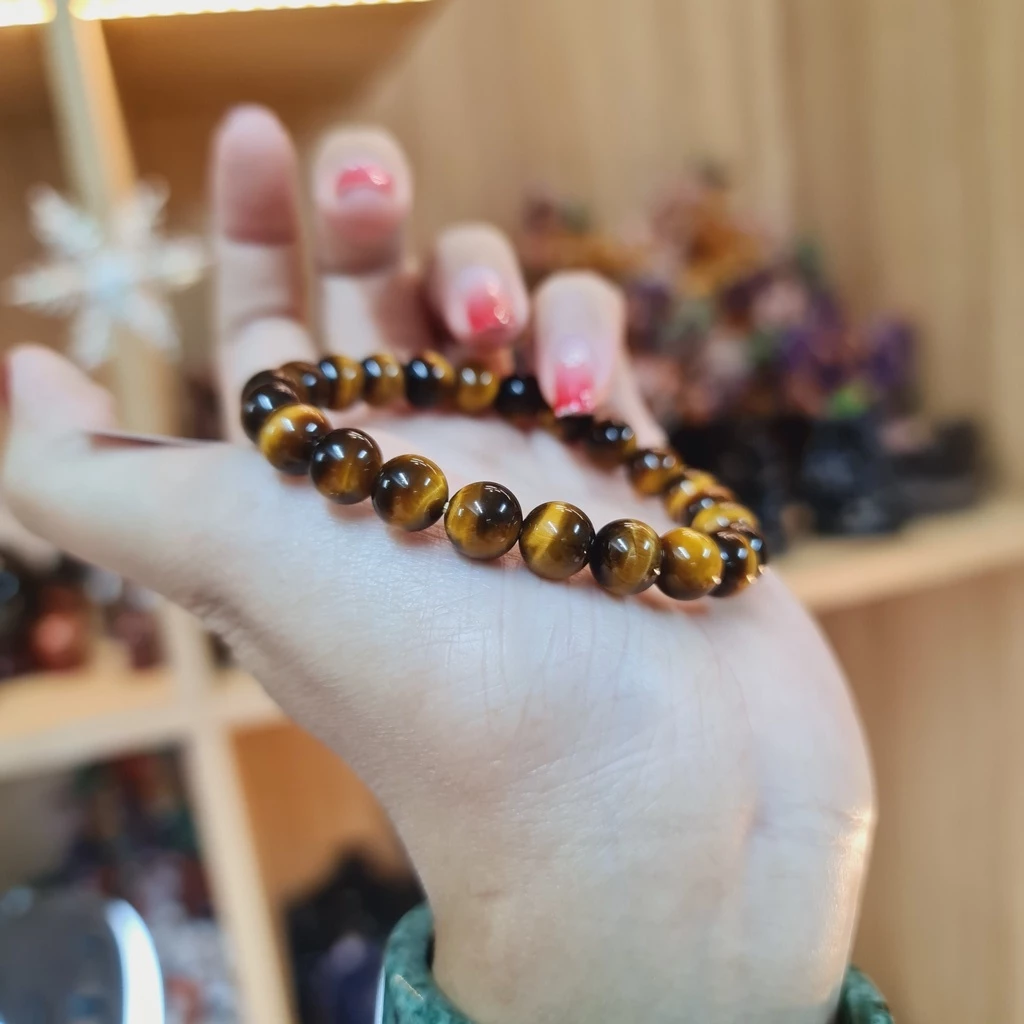 Vòng Tay Chuỗi Hạt Mắt Hổ Tiger’s Eye Loại 1 Cho Mệnh Kim và Mệnh Thổ - Kèm Hộp Đựng Vòng