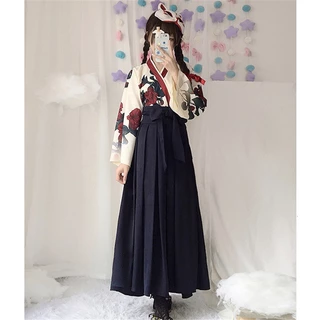 Cô gái nhật bản phong cách retro kimono yukata dài tay áo dự tiệc người phụ nữ hoa samurai áo choàng nơ thắt lưng váy haori bộ trang phục