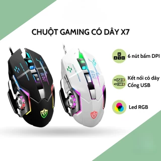 Chuột máy tính Gaming có dây X7 - Led RGB, 6 nút bấm DPI Khủng 3200 Chơi Game Làm Việc Văn Phòng Cực Tiện Dụng